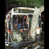 photograph of a bus into a tree