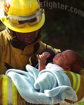 Firefighter with Baby